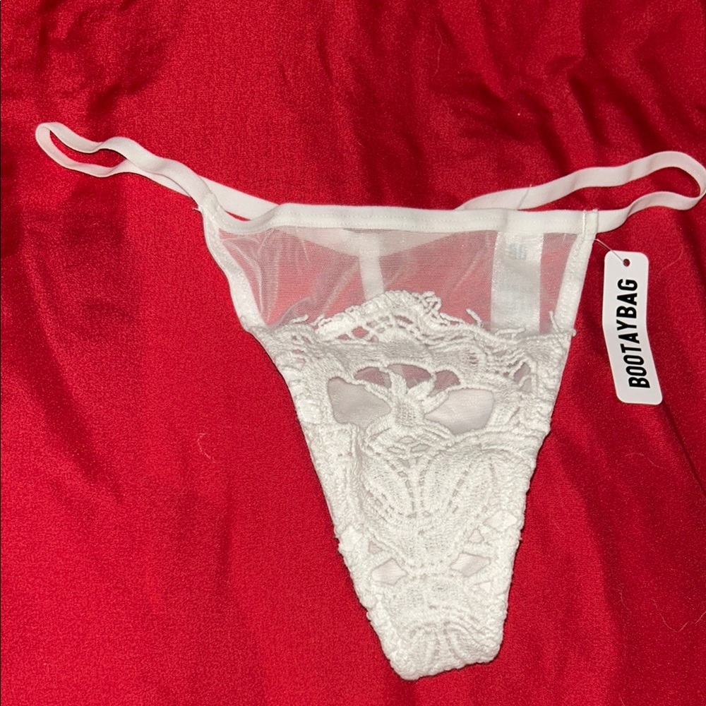 BootayBag White Lace Thong